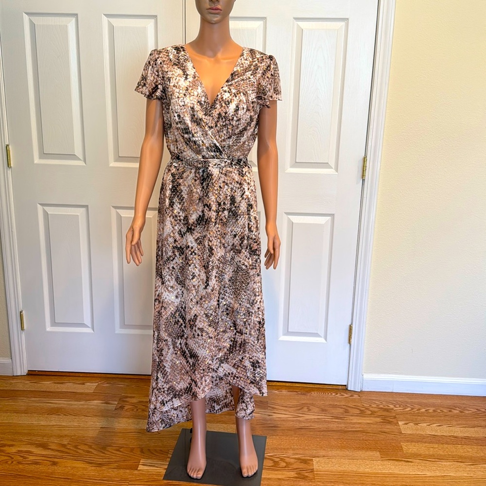 Elegant Snake Print Wrap Dress